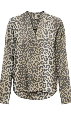 ONLY Bluse - Nova L/S Josie - Timber Wolf w. Wildlife