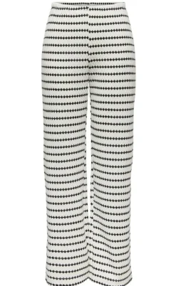 ONLY Bukser - Eva Stripe - Cloud Dancer/Black