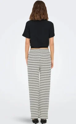 ONLY Bukser - Eva Stripe - Cloud Dancer/Black