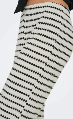 ONLY Bukser - Eva Stripe - Cloud Dancer/Black