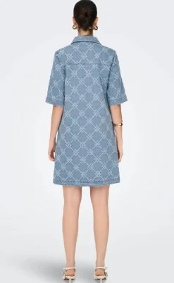 ONLY Kjole - Belle Print - Light Blue Denim