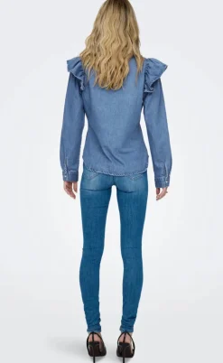 ONLY Skjorte - Indigo - Medium Blue Denim