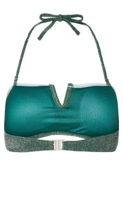 Pieces Bikini Overdel - Bling - Dark Green/Silver Lurex