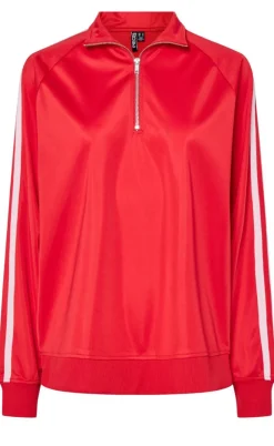 Pieces Bluse - Grace Zip - High Risk Red/Pink A Boo Stripe