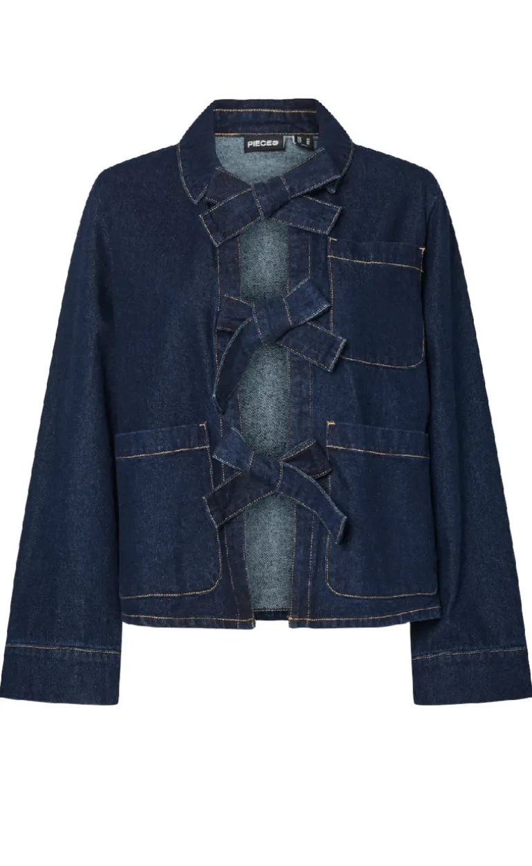 Pieces Bluse - Ofelia Bow - Medium Blue