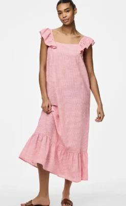 Pieces Kjole - Apia - Pink Lemonade/Bright White