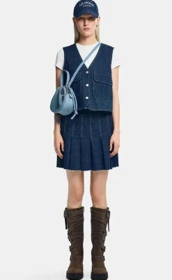 Pieces Nederdel - Fabia - Dark Blue Denim