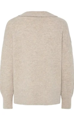 Pieces Striktrøje - Malou Polo - Taupe Gray Melange