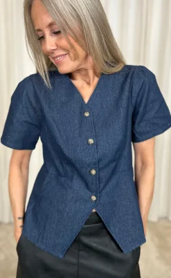 Say INA Copenhagen Bluse - Venja - Dark Blue Denim
