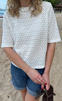 Say INA Copenhagen Bluse - Diana - White Zig Zag
