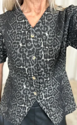Say INA Copenhagen Bluse - Venja - Grey Leopard
