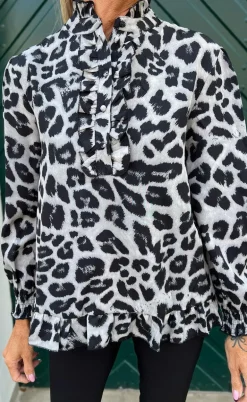 Say INA Copenhagen Bluse - Pia - Grey Leopard