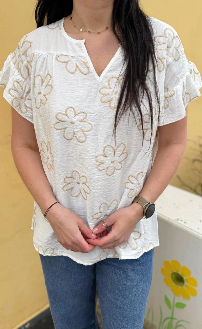 Say INA Copenhagen Bluse - Emma - Flower Embroidery