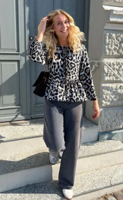 Say INA Copenhagen Bluse - Poplin - Grey Leopard