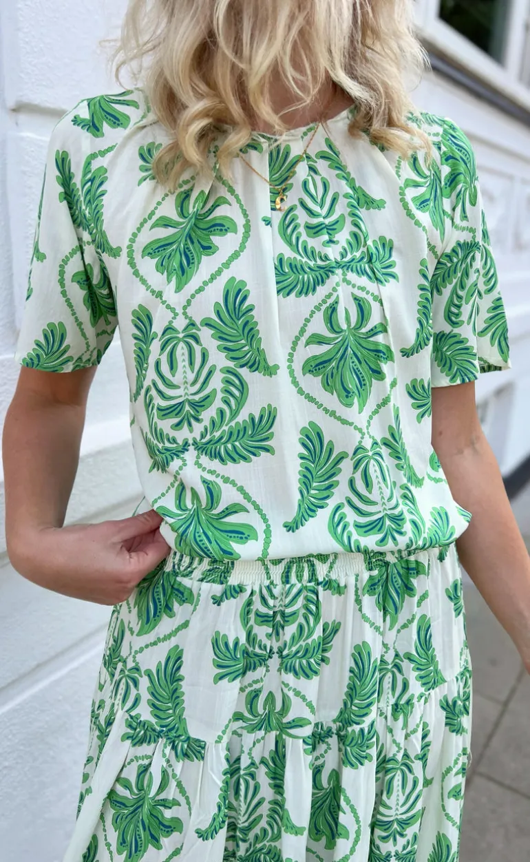 Say INA Copenhagen Bluse - Vicky - White/Green Paisley