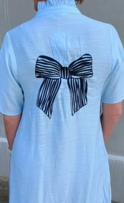 Say INA Copenhagen Kjole - Milly - Light Blue W. Navy Bows