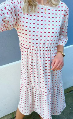 Say INA Copenhagen Kjole - Ellie - Off White W. Red Bows