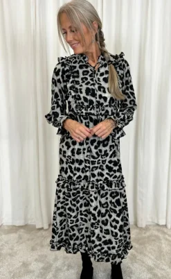 Say INA Copenhagen Kjole - Elina - Grey Leopard