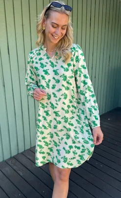 Say INA Copenhagen Kjole - Mira - White / Green Flowers