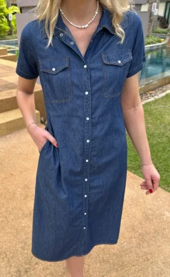 Say INA Copenhagen Kjole - Detia Summer - Denim Blue