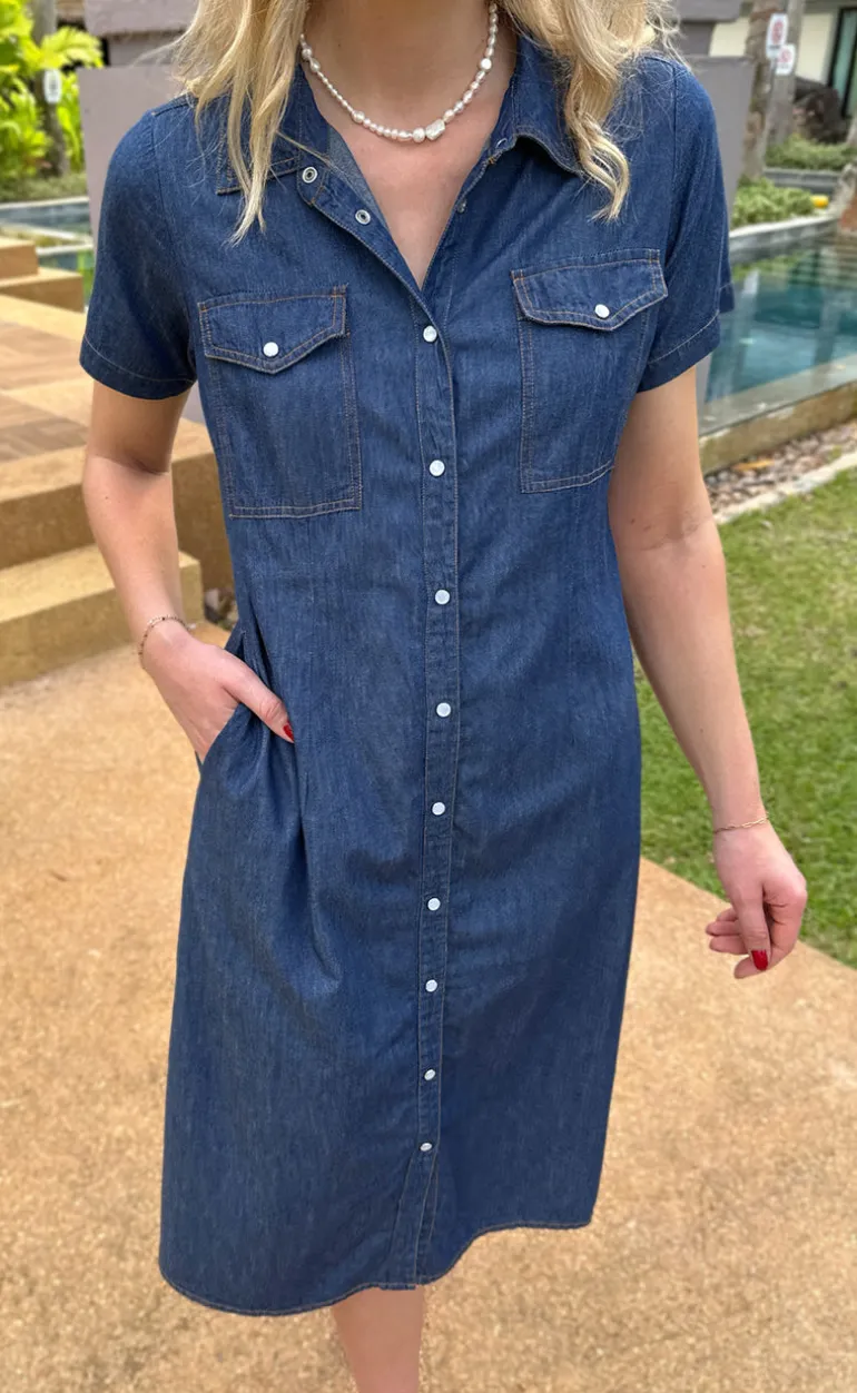 Say INA Copenhagen Kjole - Detia Summer - Denim Blue