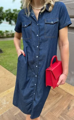 Say INA Copenhagen Kjole - Detia Summer - Denim Blue