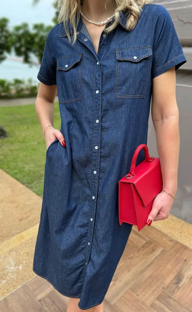 Say INA Copenhagen Kjole - Detia Summer - Denim Blue