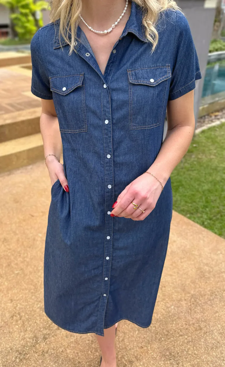 Say INA Copenhagen Kjole - Detia Summer - Denim Blue