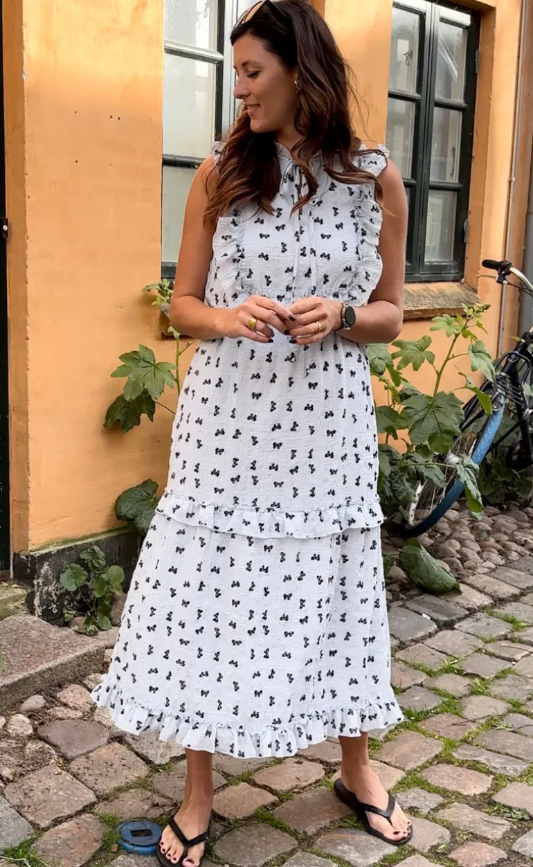 Say INA Copenhagen Kjole - Lilja Bow Dress - Light Blue W. Black Bows