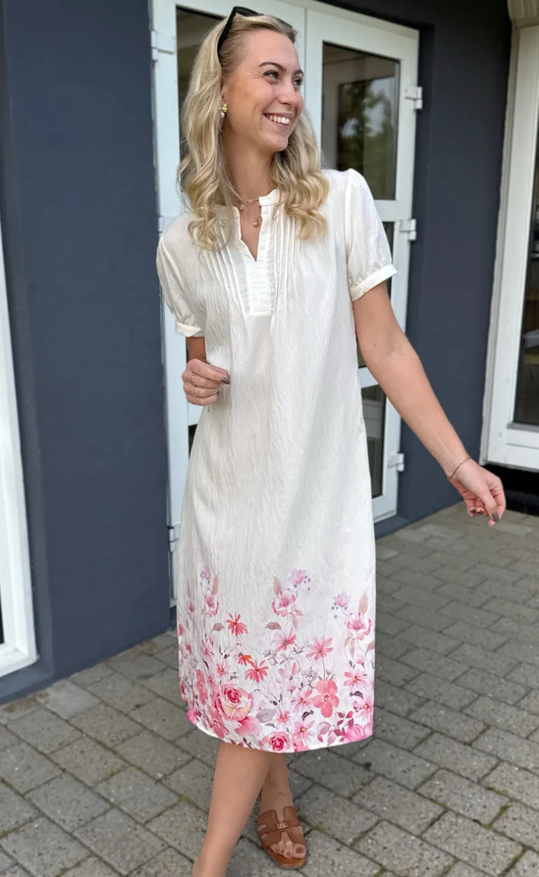 Say INA Copenhagen Kjole - Nina - Off White W. Pink Flowers