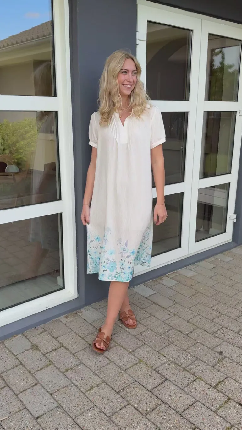 Say INA Copenhagen Kjole - Nina - Off White W. Pink Flowers