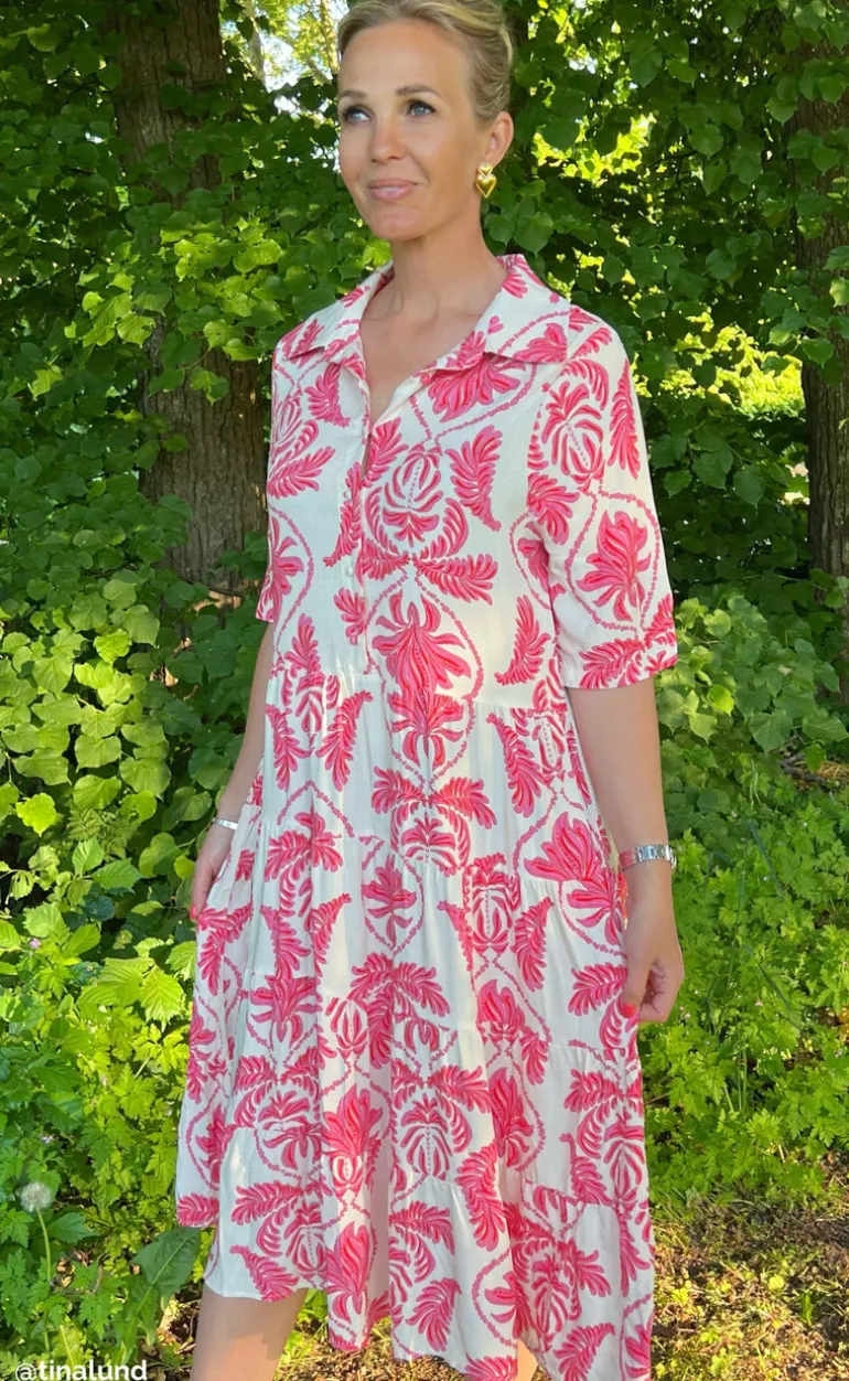 Say INA Copenhagen Kjole - Karla - White / Pink Paisley