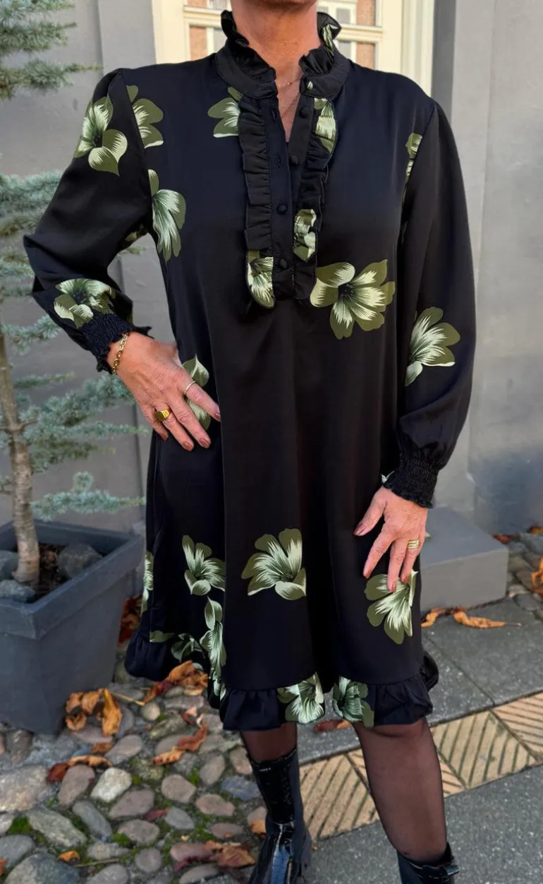 Say INA Copenhagen Kjole - Pia - Black W. Green Flower