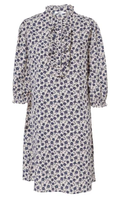Say INA Copenhagen Kjole - Camilla - White/Blue Flower