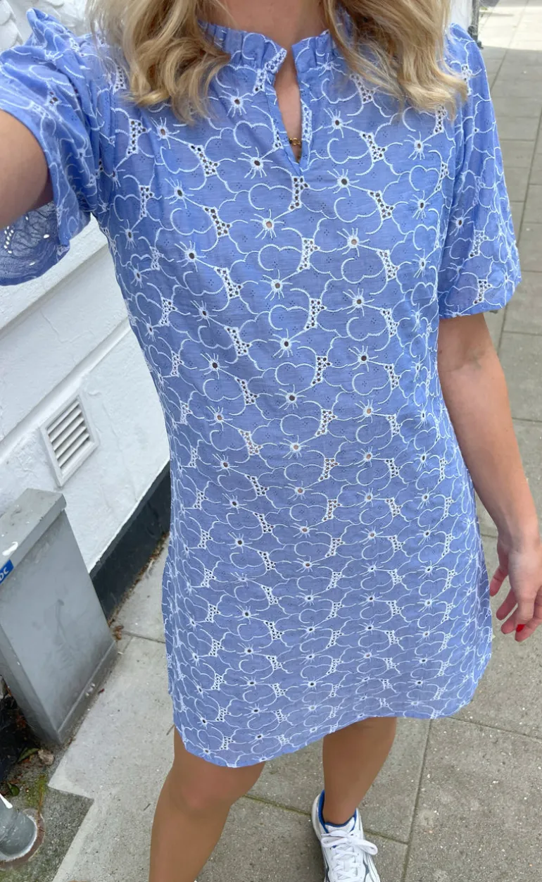 Say INA Copenhagen Kjole - Salina - Blue Embroidery Flower