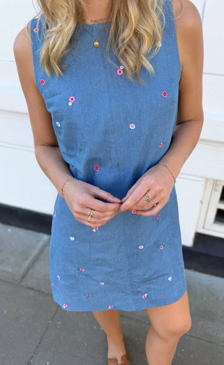 Say INA Copenhagen Kjole - Naja - Denim Blue w. Flowers