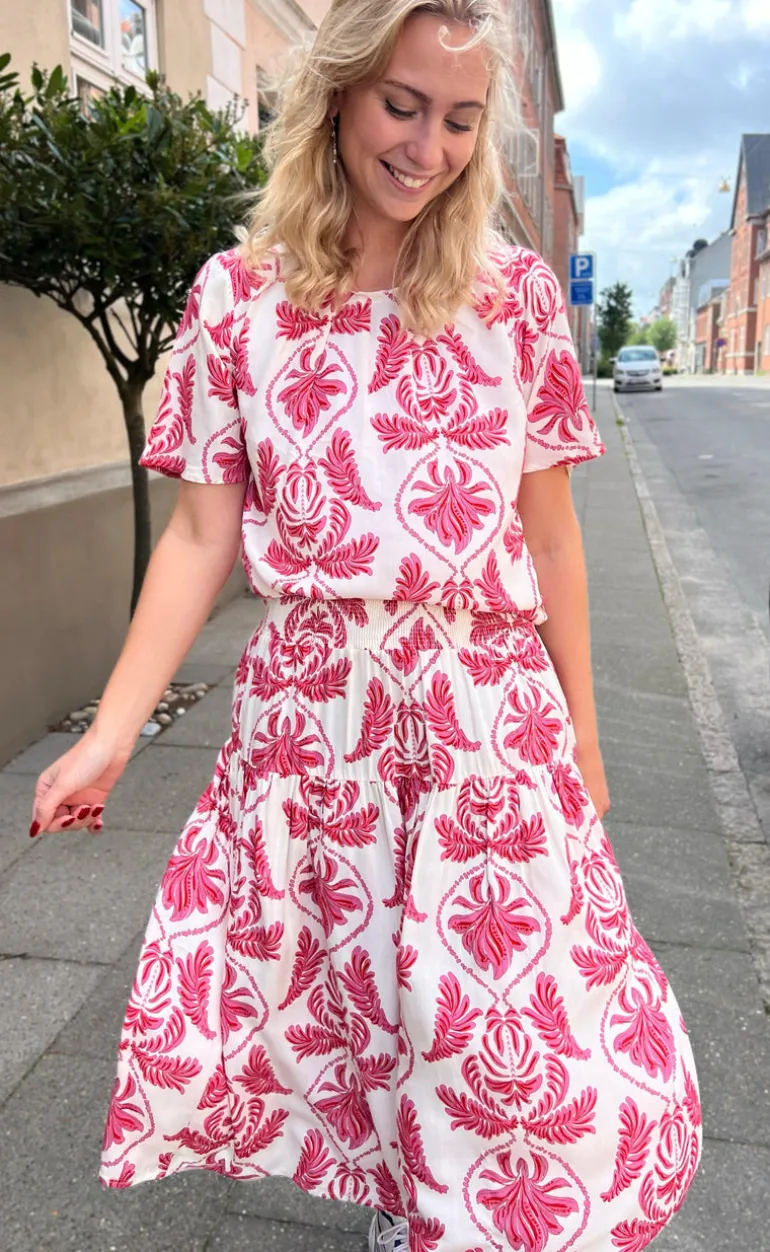 Say INA Copenhagen Nederdel - Vicky - White/Pink Paisley