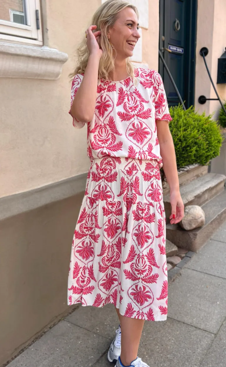 Say INA Copenhagen Nederdel - Vicky - White/Pink Paisley