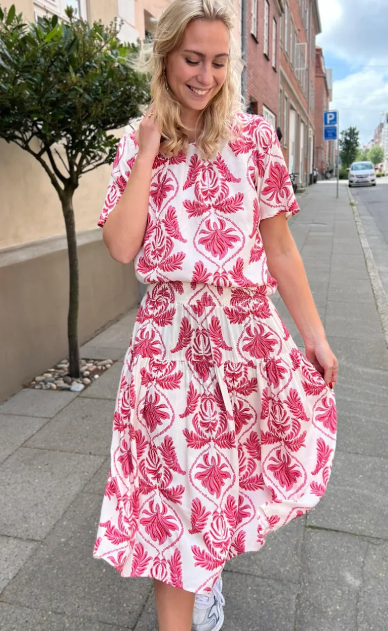 Say INA Copenhagen Nederdel - Vicky - White/Pink Paisley