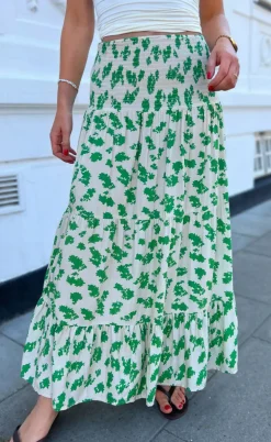 Say INA Copenhagen Nederdel - Nikoline - White/Green Flowers