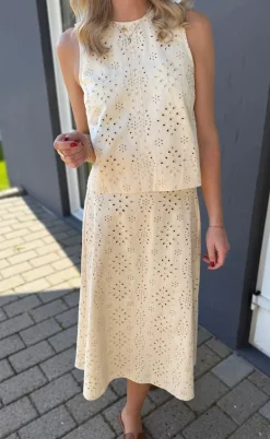 Say INA Copenhagen Nederdel - Naja - Off White Denim W. Embroidery