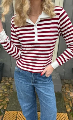 Say INA Copenhagen Polo / Bluse - Pamela - Bordeaux Striped
