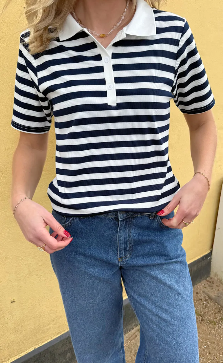 Say INA Copenhagen Polo T-Shirt - Pamela Summer - Navy Striped