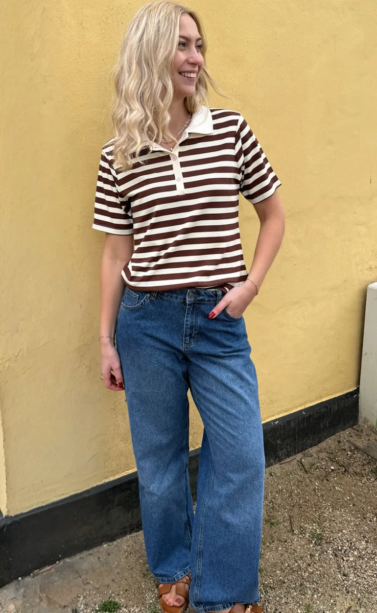 Say INA Copenhagen Polo T-Shirt - Pamela Summer - Brown Striped