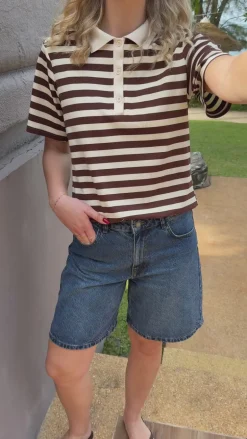 Say INA Copenhagen Polo T-Shirt - Pamela Summer - Brown Striped