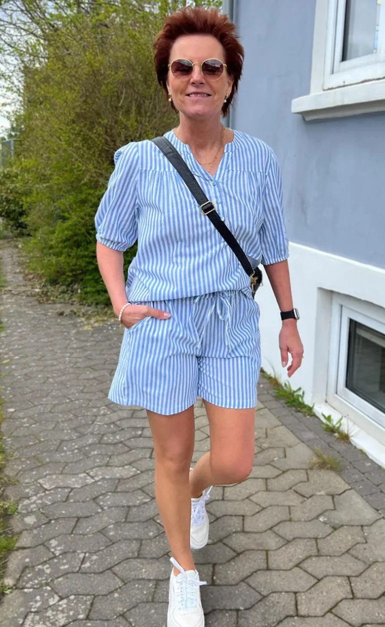 Say INA Copenhagen Shorts - Alba - Blue Striped