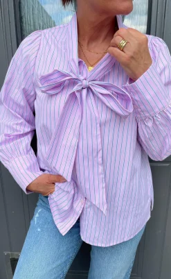 Say INA Copenhagen Skjorte - Bow - Pink Striped