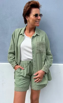 Say INA Copenhagen Skjorte - Sandy Linen - Army Green