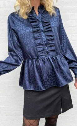 Say INA Copenhagen Skjorte - Evie - Navy Blue Leopard