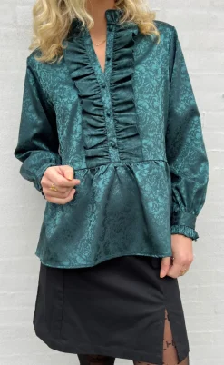 Say INA Copenhagen Skjorte - Evie - Dark Green Flower